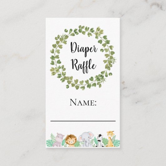 Safari Luier Raffle Naam Ticket Informatiekaartje (Voorkant)