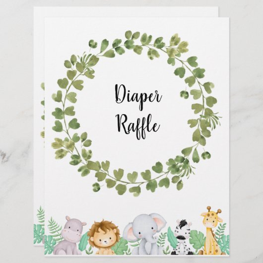 Safari Luier Raffle Poster (Voorkant / Achterkant)