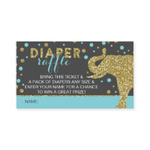 Safari Luier Raffle Ticket, Aqua, Faux Glitter