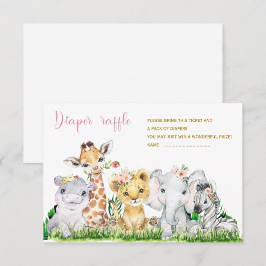 Safari-luierloterijkaarten (Voorkant / Achterkant)