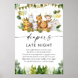 Safari Luiers Late Night Baby shower Poster