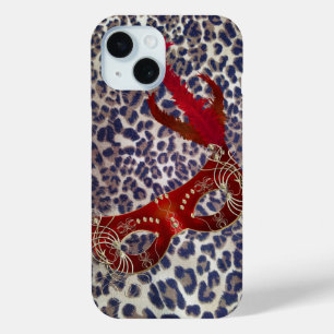 Safari Luipaard Print Venetië maskerade masker iPhone 15 Case