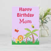 Safari Mam's Birthday Lavender Feestdagenkaart (Staand voorkant)