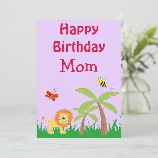 Safari Mam's Birthday Lavender Feestdagenkaart (Staand voorkant)