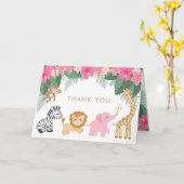 Safari meisje bedankt kaart (Gele Bloem)