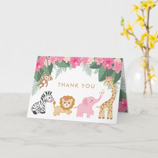 Safari meisje bedankt kaart (Gele Bloem)