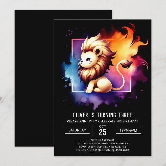 Safari Minimalist Lion Verjaardag Kaart (Voorkant / Achterkant)