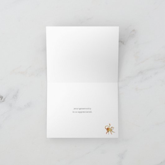 Safari Monkey Baby shower Bedankkaart (Binnen)