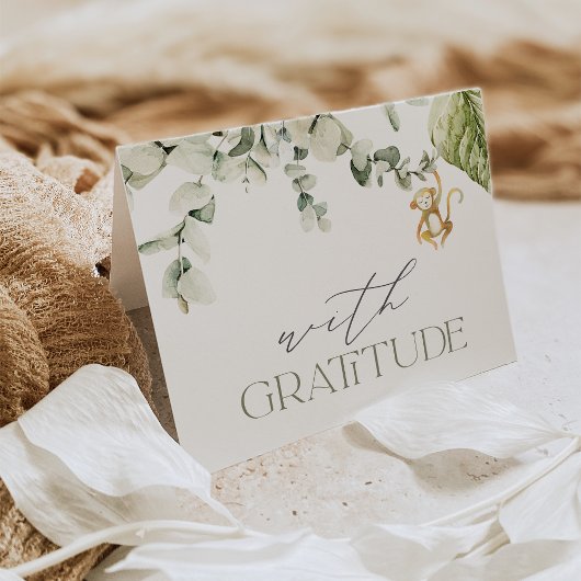 Safari Monkey Baby shower Bedankkaart