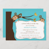Safari Monkey Baby shower Invitation Kaart (Voorkant / Achterkant)