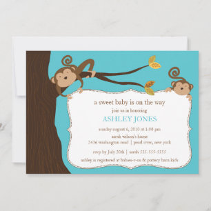 Safari Monkey Baby shower Invitation Kaart