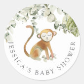 Safari Monkey Baby shower Ronde Sticker (Voorkant)
