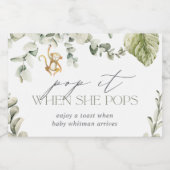 Safari Monkey Baby shower Sparkling Wijnetiket (Enkel label)