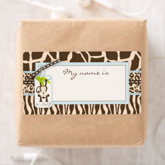 Safari Monkey Dierenprint Baby shower Etiket (Insitu)