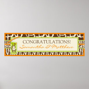 Safari Monkey & Pacifier Animal Print Baby Banner