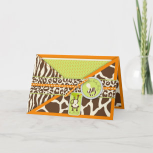 Safari Monkey & Pacifier Animal Print Baby shower Aankondiging
