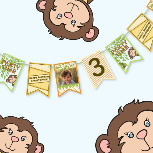 Safari Monkey Verjaardag Vlaggetjes