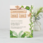 Safari Monkey Wild One Jongens 1e Verjaardag Kaart (Staand voorkant)