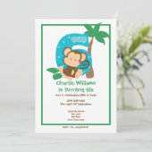 Safari Monkey Zesde verjaardag Kaart (Staand voorkant)