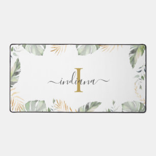 Safari Monogram Elegante Script naam Botanical Bureaumat