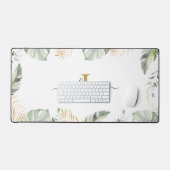 Safari Monogram Elegante Script Naam Botanisch Bureaumat (Keyboard & Muis)