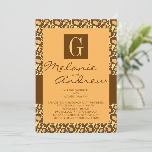 Safari Monogram Weddenschap Notitie Patroon Kaart (Staand voorkant)