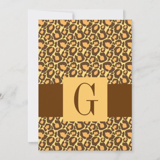 Safari Monogram Weddenschap Notitie Patroon Kaart (Achterkant)