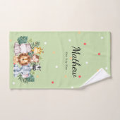 Safari, monogrammed, dier in het oerwoud l Green Bad Handdoek (Handdoek)