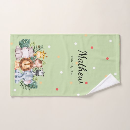 Safari, monogrammed, dier in het oerwoud l Green Bad Handdoek (Handdoek)