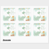 Safari Mooie Baby Dieren Thema Baby Shower Vierkante Sticker (Vel)