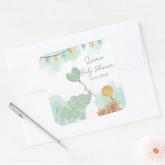 Safari Mooie Baby Dieren Thema Baby Shower Vierkante Sticker (Envelop)