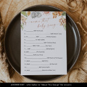 SAFARI Naam Die Baby Song Game Kaart