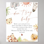 SAFARI Niet zeggen Baby Game Sign Poster (Voorkant)