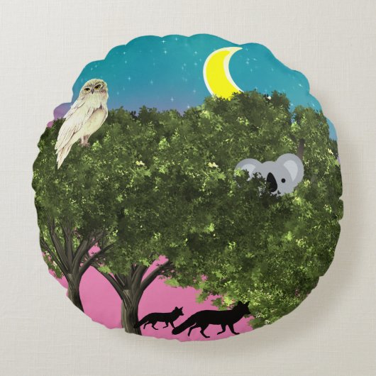 Safari Night Round Pillow Rond Kussen (Voorkant)