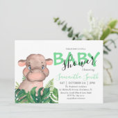 Safari nijlpaard baby uitnodiging (Staand voorkant)