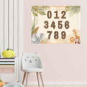 Safari Nummers Nursery Boho Jungle Dieren Poster