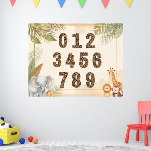 Safari Nummers Nursery Boho Jungle Dieren Poster