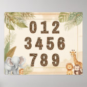 Safari Nummers Nursery Boho Jungle Dieren Poster (Voorkant)