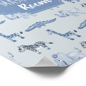 Safari Nursery Art over de blauwe Waterverf van Ba Poster (Hoek)