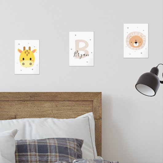 Safari Nursery Wall Art Set Giraffe Lion Custom (Slaapkamer)