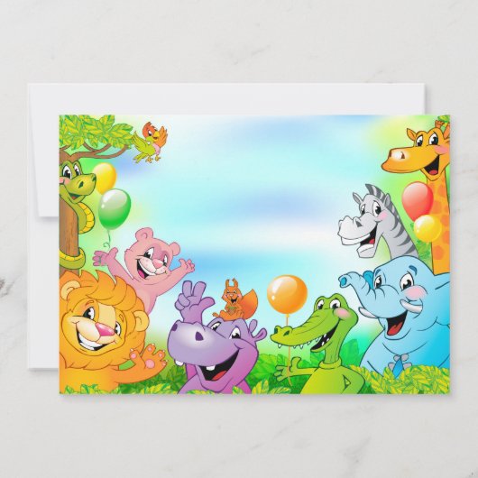 Safari oerwoud 1e verjaardagsdagsdagsuitnodigingsk kaart (Achterkant)