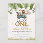 Safari Oerwoud Animal 1st Wild One First Birthday Briefkaart (Voorkant)