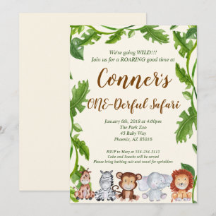 Safari Oerwoud Animal Birthday Party Invitation Kaart