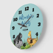 Safari Oerwoud Animal Illustration Adventure Await Grote Klok (Hoek)