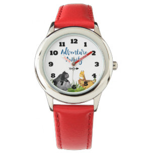 Safari Oerwoud Animal Illustration Adventure Await Horloge