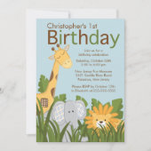 Safari Oerwoud Animal Kind Birthday Party Invitati Kaart (Voorkant)