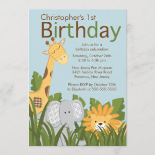 Safari Oerwoud Animal Kind Birthday Party Invitati Kaart