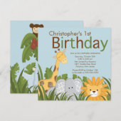 Safari Oerwoud Animal Kind Birthday Party Invitati Kaart (Voorkant / Achterkant)