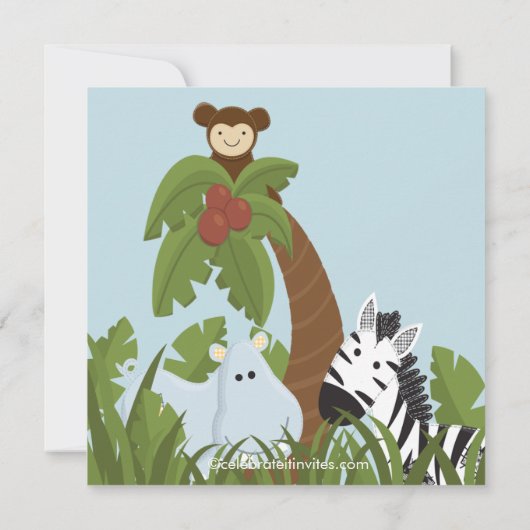 Safari Oerwoud Animal Kind Birthday Party Invitati Kaart (Achterkant)