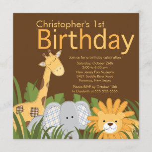 Safari Oerwoud Animal Kind Birthday Party Invitati Kaart